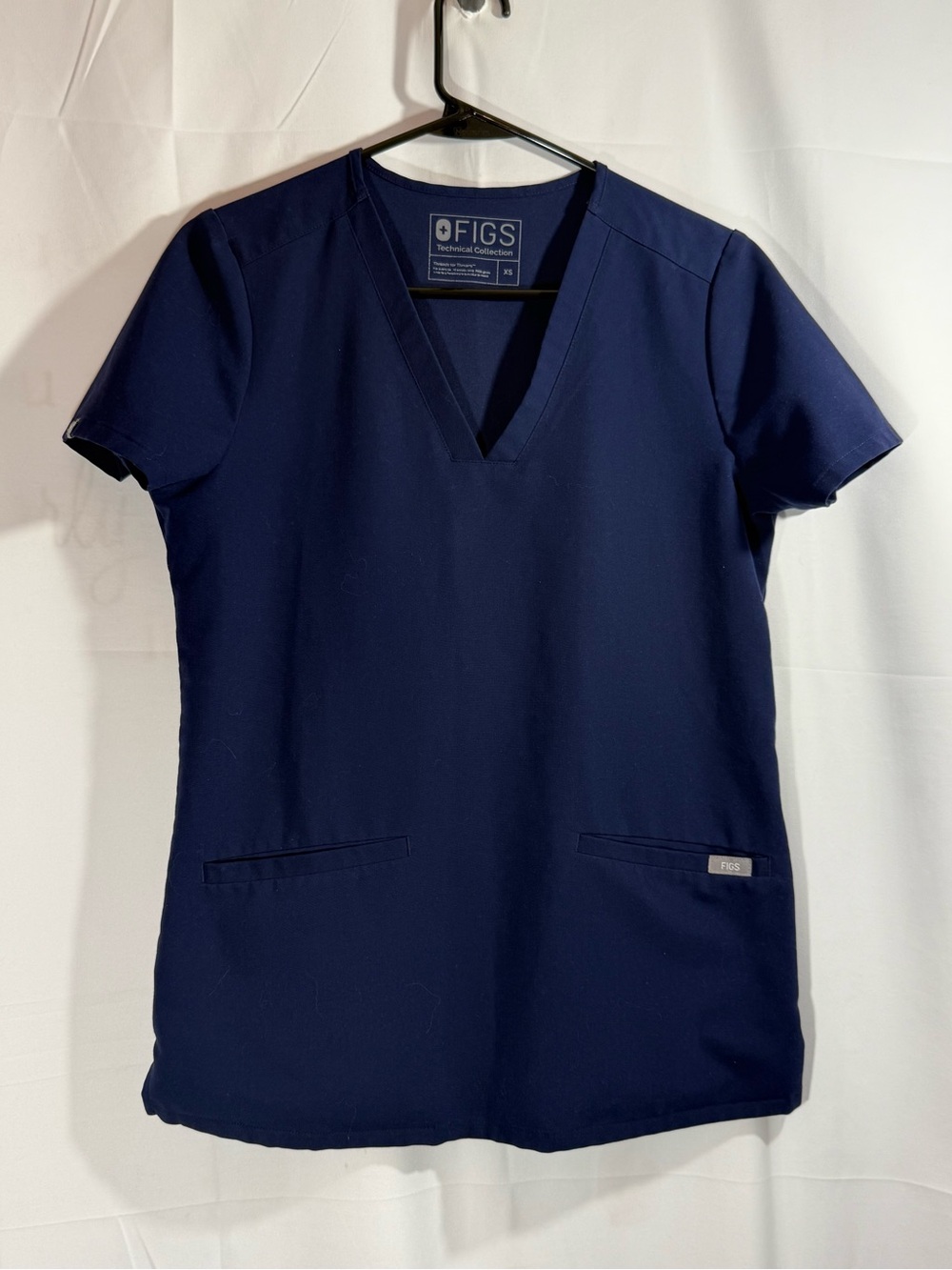 Figs Navy V-Neck Short Sleeve Medical Scrub Top Size XS